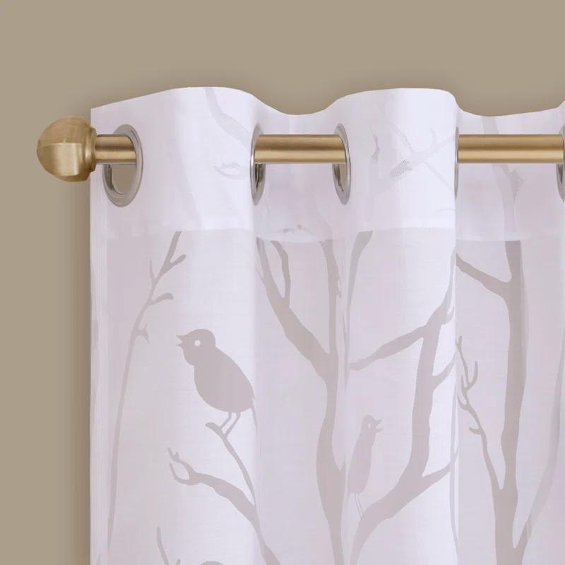 Madison Park Averil Grommet Top Sheer Bird on Branches Burnout Window Curtain