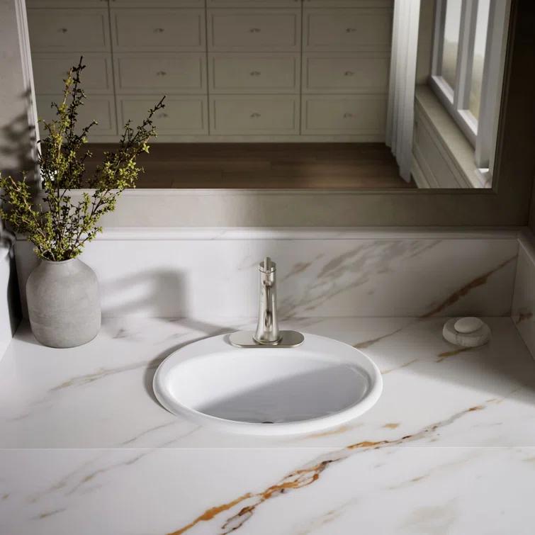 Farmington Metal Oval Drop-In Bathroom Sink with Overflow