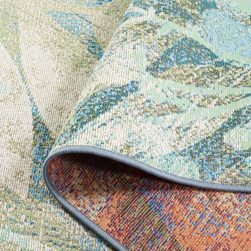 Lark Manor™ Aquia Floral Machine Woven Indoor / Outdoor Area Rug in Blue/Ivory