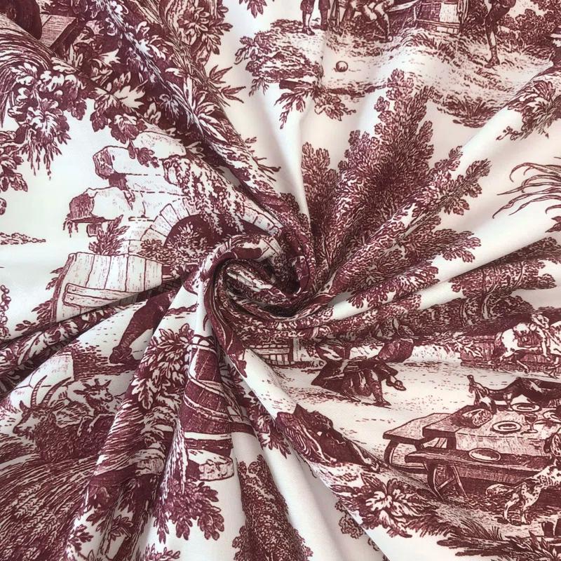 Au Village Toile Merlot  Cotton Duvet Cover Set 8 Piece