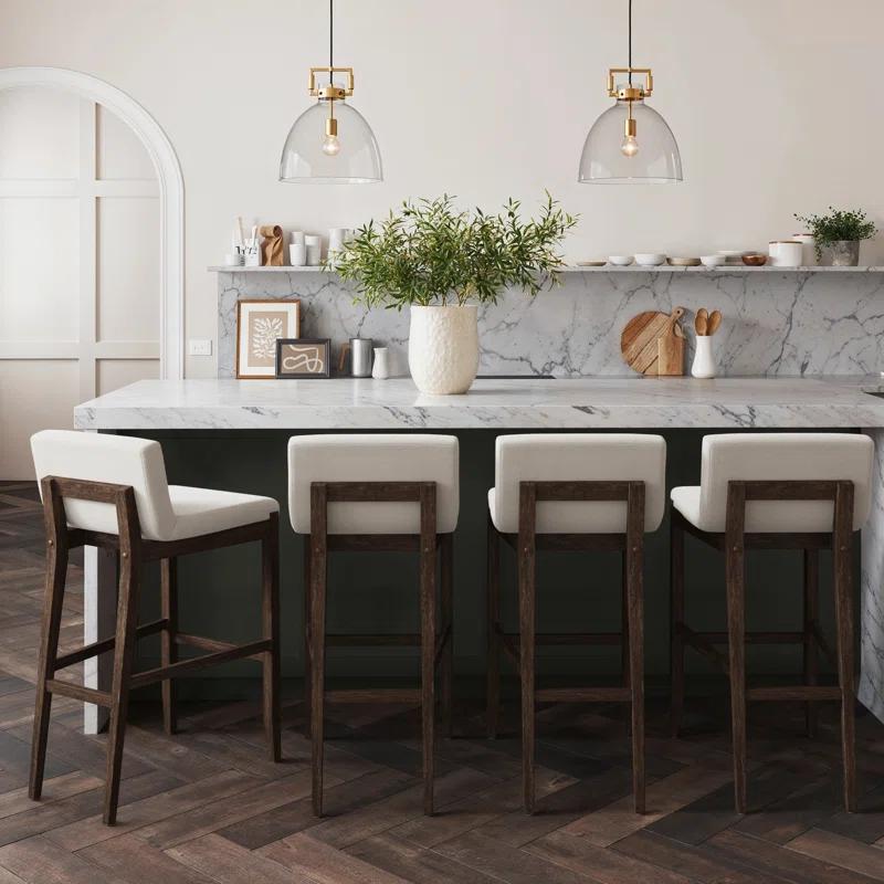 Nathan James Siping Upholstered Wooden Stool