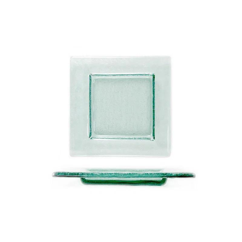 Turgla Home Glass Dinnerware 6" x 6" Square Transparent  Glass Plate (Set of 4) (Set of 4)