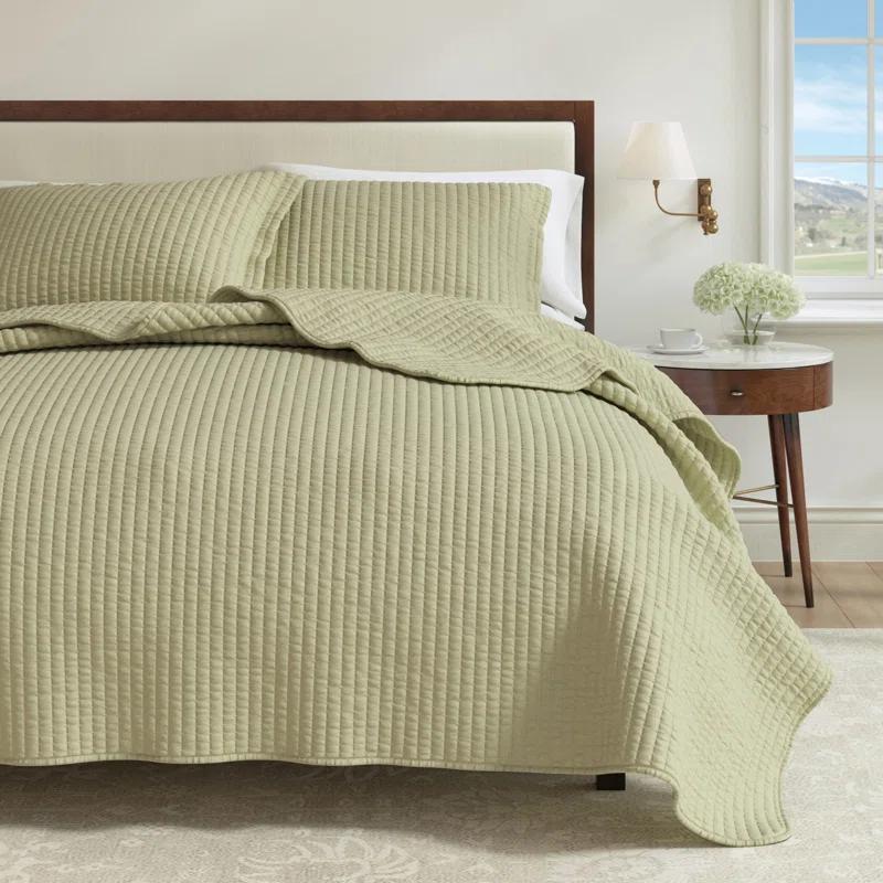 FreshFolds Modern & Contemporary Stripe Stitched Quilt Set with Shams