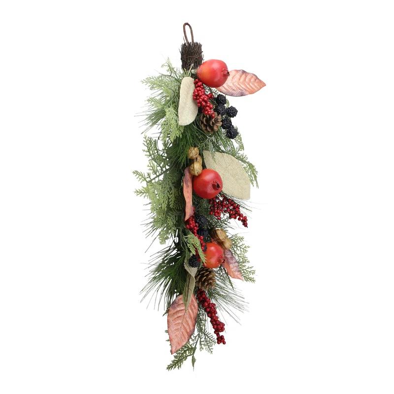 Northlight Seasonal 30" Autumn Harvest Mixed Berry and Pine Needle Artificial Teardrop Swag - Unlit