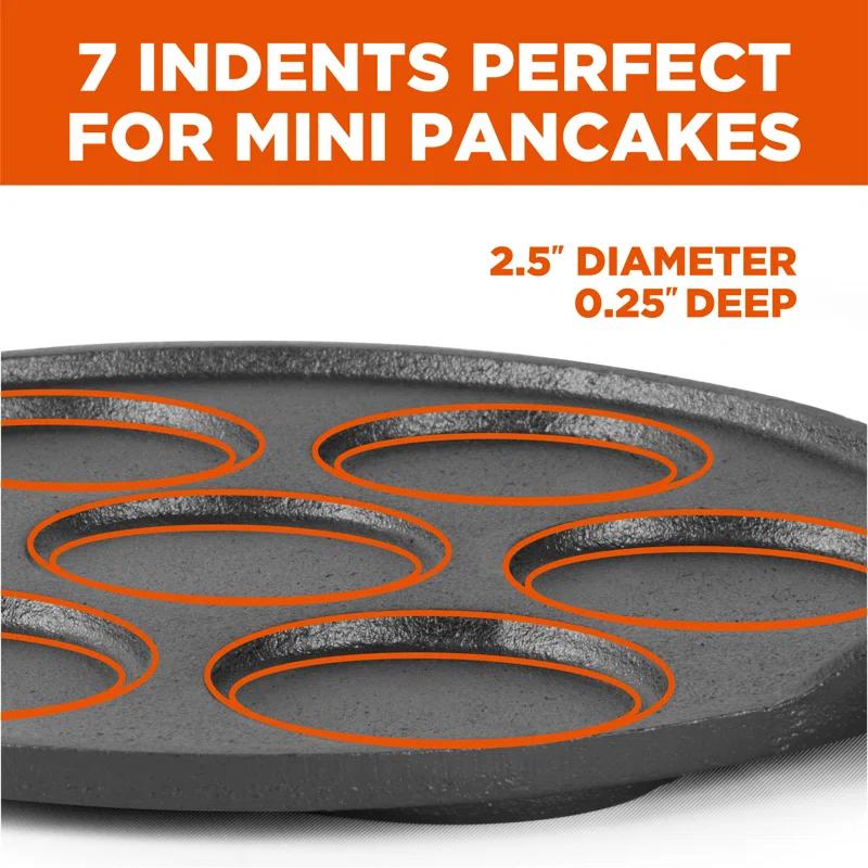 Commercial Chef Commercial CHEF Cast Iron Pancake Pan, Makes 7 Mini Silver Dollar Pancakes