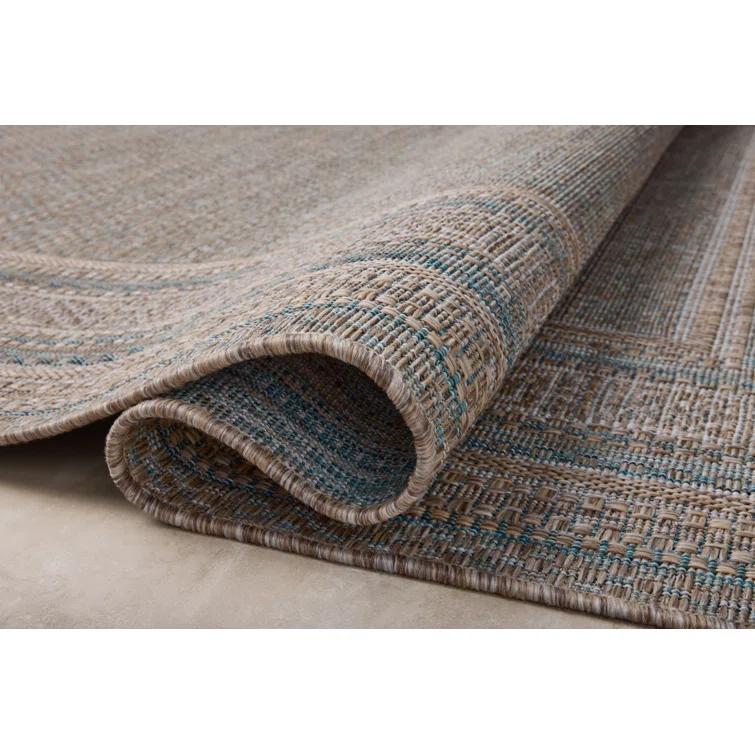 Topanga III Indoor / Outdoor Rug by Amber Lewis x Loloi - Natural and Teal / 7'10" x 10'