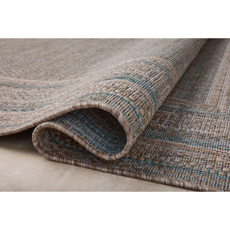 Topanga III Indoor / Outdoor Rug by Amber Lewis x Loloi - Natural and Teal / 7'10" x 10'