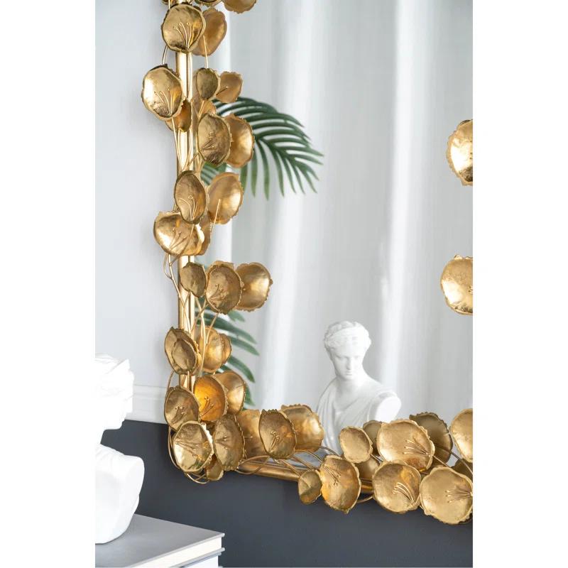 Rosdorf Park 61" X 31" Full Length Mirror With Golden Leaf Accents, Floor Miiror For Living Room Bedroom