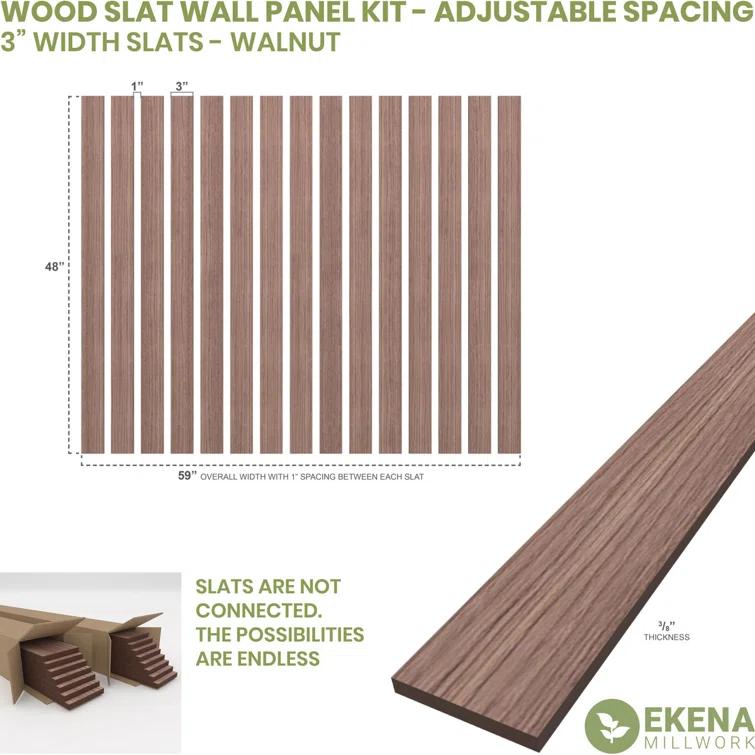 Ekena Millwork Adjustable Wood Slat Wall Panel Kit