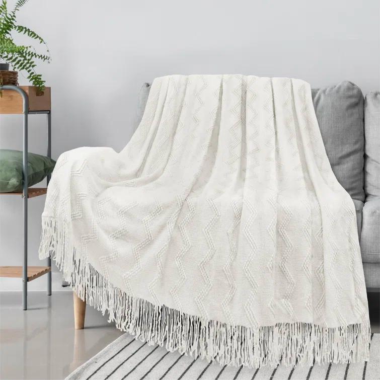 Pavilia Soft Knitted Throw Blanket for Couch, Light Pink, 50x60 & Reviews | Wayfair