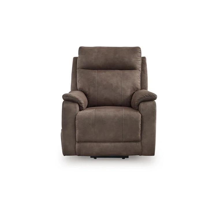 Benjara Mead Power Recliner Chair, Heat, Massage, 35 Inch Faux Leather