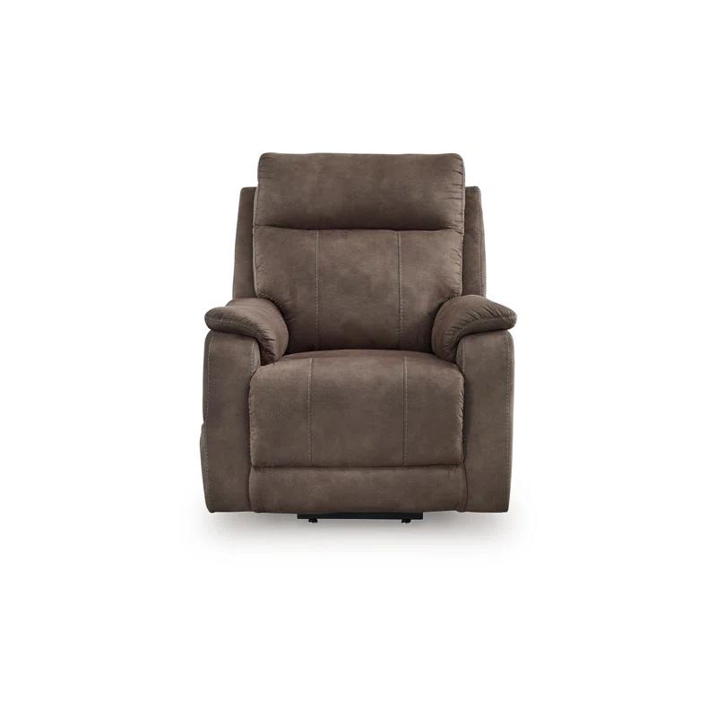 Benjara Mead Power Recliner Chair, Heat, Massage, 35 Inch Faux Leather