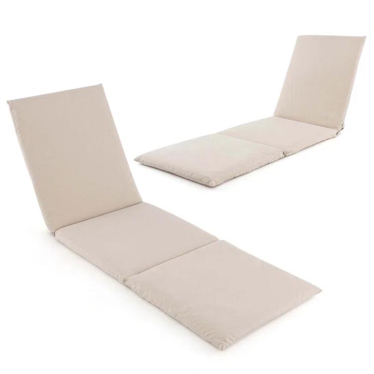 Ivy Bronx 2 Pcs Outdoor Chaise Lounge Cushion With Hook & Loop Fastener Fixing Straps Patio