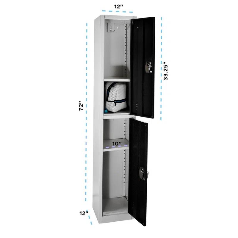 AdirOffice 12'' Wide Steel 2-Tier School and Gym Locker