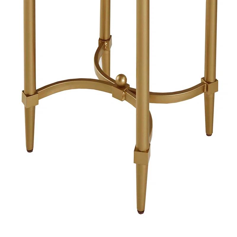 Bordeaux Marble Top Oval Gold Metal End Table