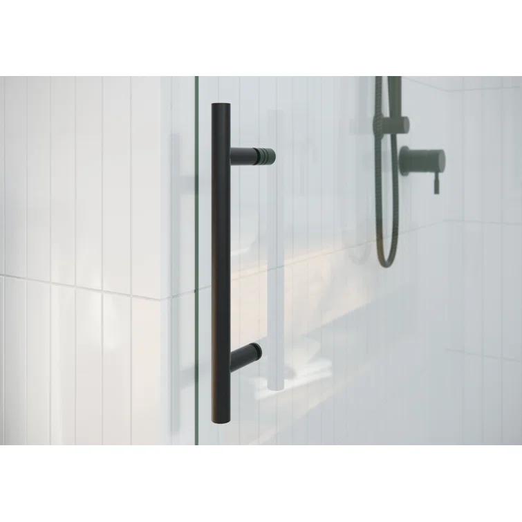 Glass Warehouse Nova 72 in. x 30 in. x 78 in. 90-degree Fully Frameless Sliding Glass Shower Enclosure 90SL-72-30-MB