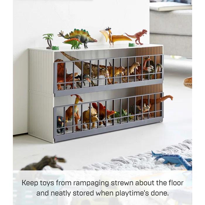 Yamazaki Home Yamazaki Home Two-Tier Toy Dinosaur and Animal Display Storage Rack, Children's Toy Bin Organizer