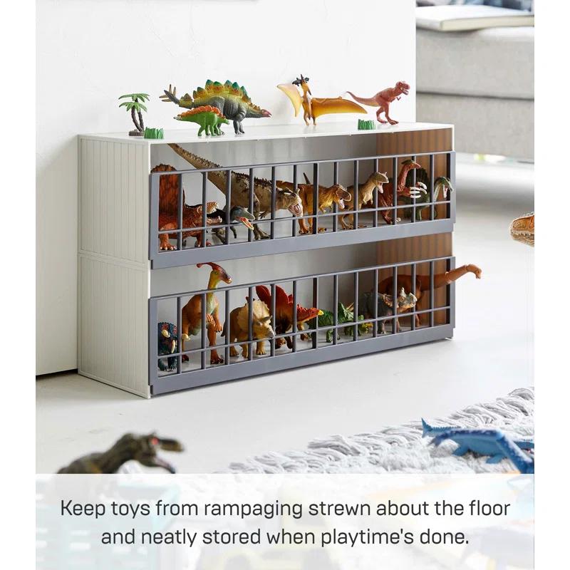 Yamazaki Home Yamazaki Home Two-Tier Toy Dinosaur and Animal Display Storage Rack, Children's Toy Bin Organizer