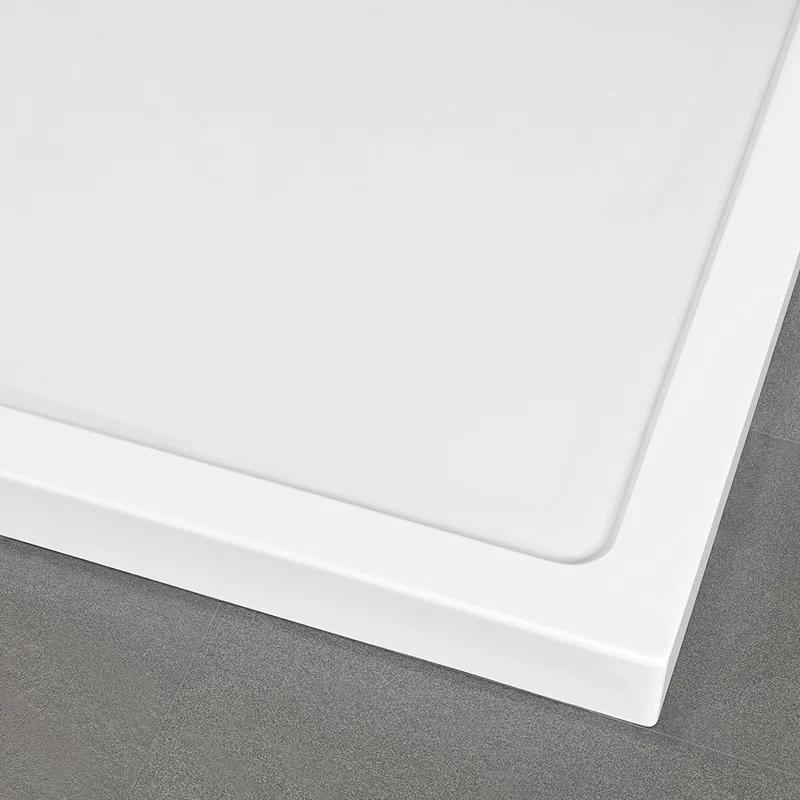 OVE Decors 72" x 36" Rectangle Shower Base Pan, White Acrylic, Hidden Side Drain, Reversible Design