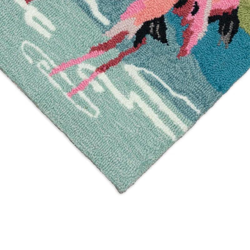 Liora Manne Frontporch Flamingos Indoor/Outdoor Mat Aqua