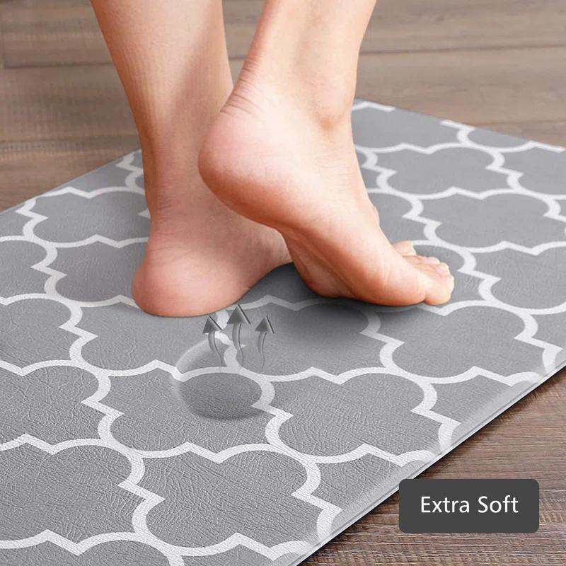 Lark Manor™ Kitchen Mat [2 PCS] Cushioned Anti-Fatigue Kitchen Rug, Waterproof Non-Slip Kitchen Mats And Rugs Heavy Duty PVC Ergonomic Comfort Foam Rug For Kitchen, Floor Home, Office, Sink, Laundry