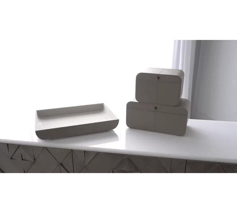 Global Views Curved Corner Tray-Light Grey