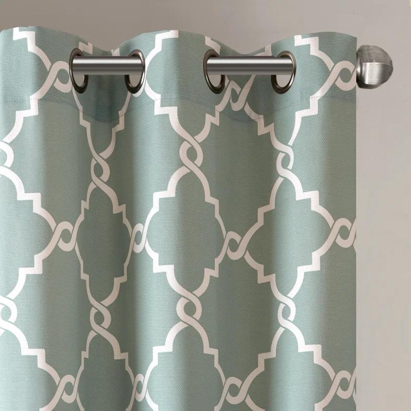 Madison Park Fretwork Print Grommet Top Single Window Curtain Panel