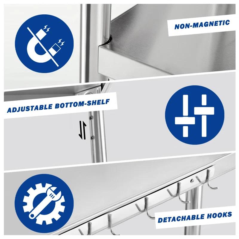 GRIDMANN NSF Stainless Steel Commercial Prep Table By GRIDMANN