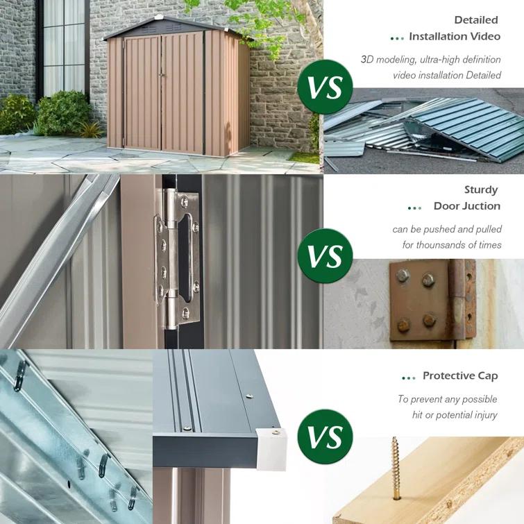 YODOLLA 10 ft. W x 8 ft. D Galvanized Steel Storage Shed