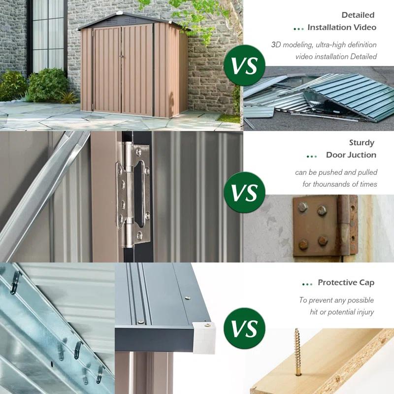 YODOLLA 10 ft. W x 8 ft. D Galvanized Steel Storage Shed