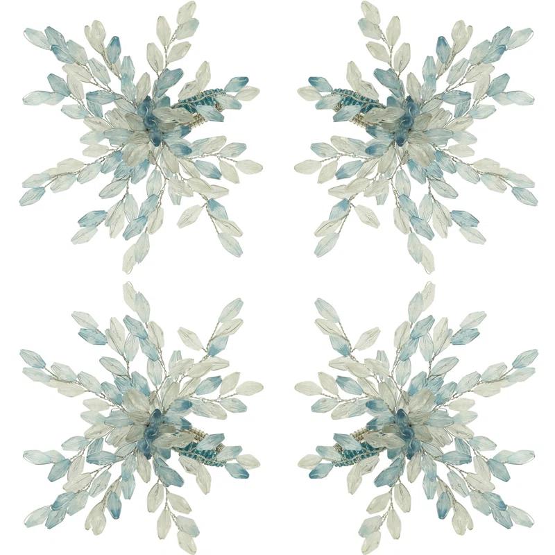Saro Beaded Flower Napkin Ring (Set of 4)