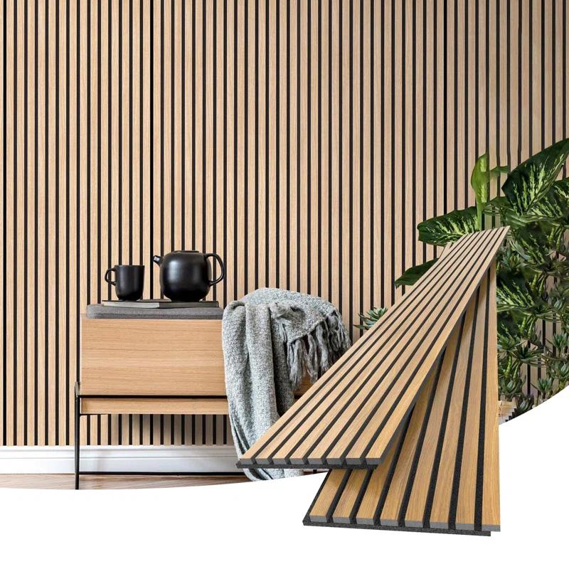 Wood Slat Wall Panel, 94.49 x 12.6 Inch Acoustic Wood Wall Panels for Wall and Ceilings, 3D Wall Panels for Interior Wall Decor, 2 Pack, White