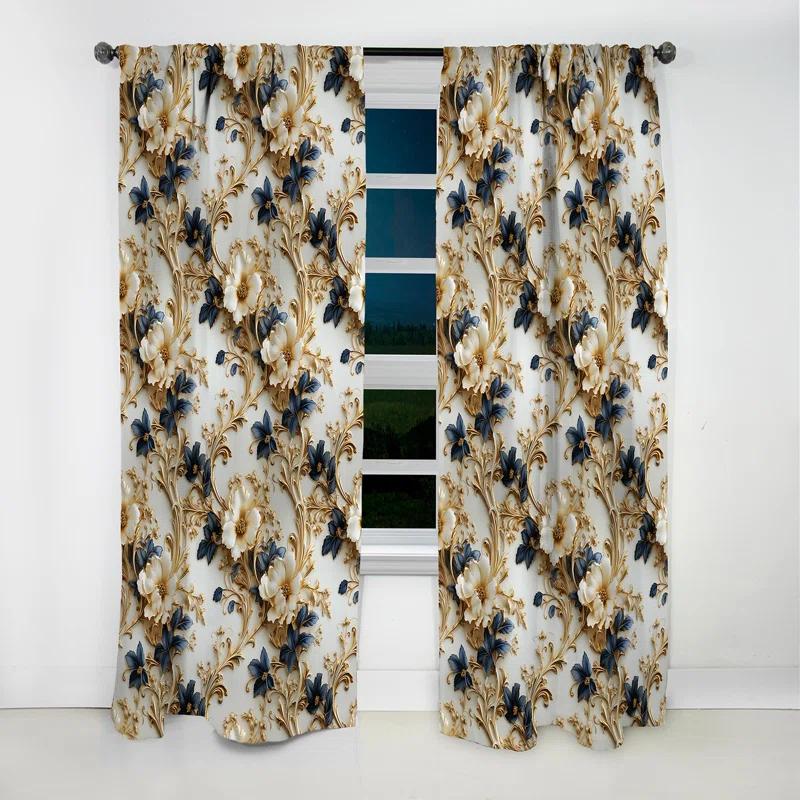 Design Art Vintage Ornamental Frames Victorian Pattern I - Damask Curtain - Blackout Curtain - 1 Panels