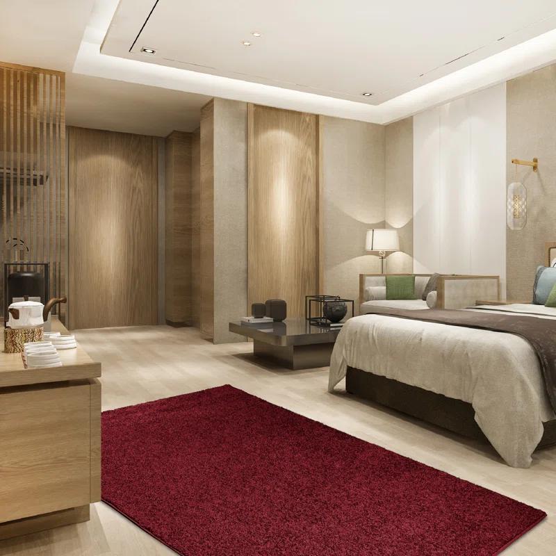 Furnish My Place Modern Plush Pet and Kids Friendly Solid Color Burgundy Area Rugs, Stain & Fade Resistance, Made in USA, Perfect for Living Room, Dining Room, Bedroom, Playroom and Kidsroom, Event, Wedding Rug