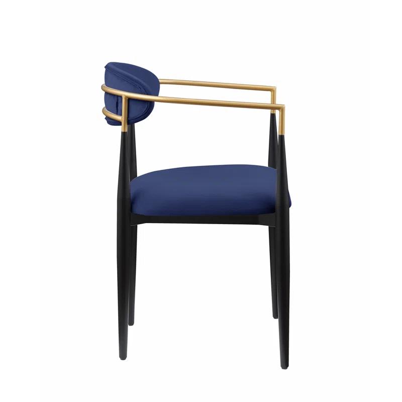 Benjara Kenny 21 Inch Dining Chairs, Fabric, Foam Padding, Gold and Black Metal (Set of 2)