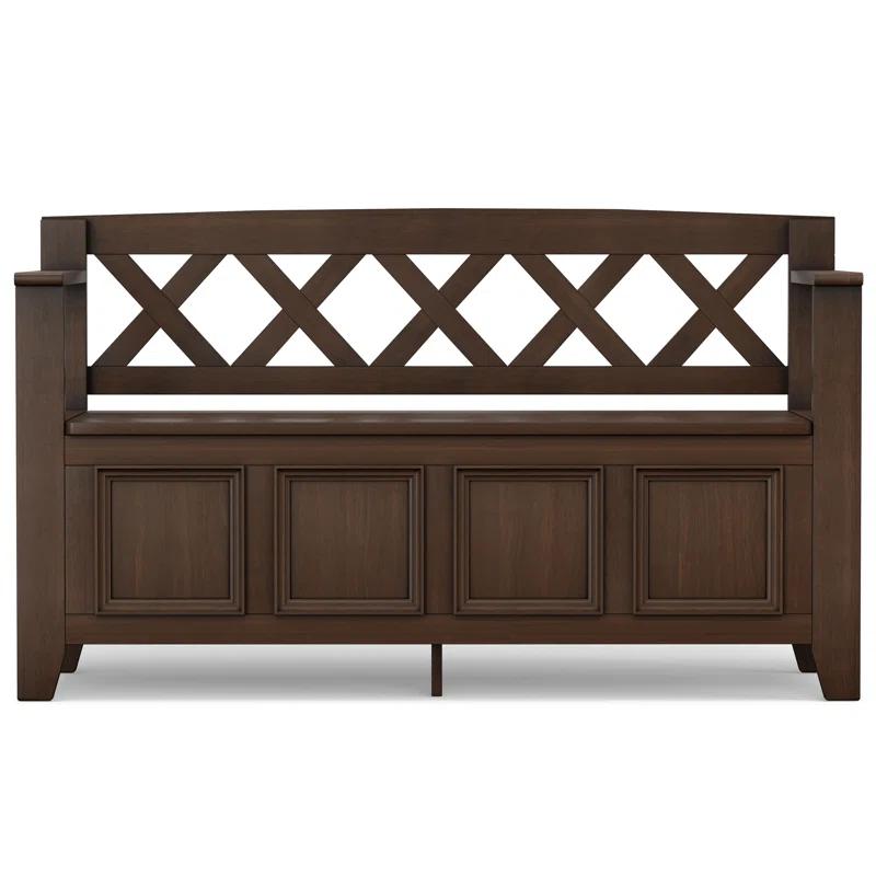 Simpli Home Amherst 48"W Solid Wood Entryway Storage Bench with Lift-Top Lid and Dual Compartments