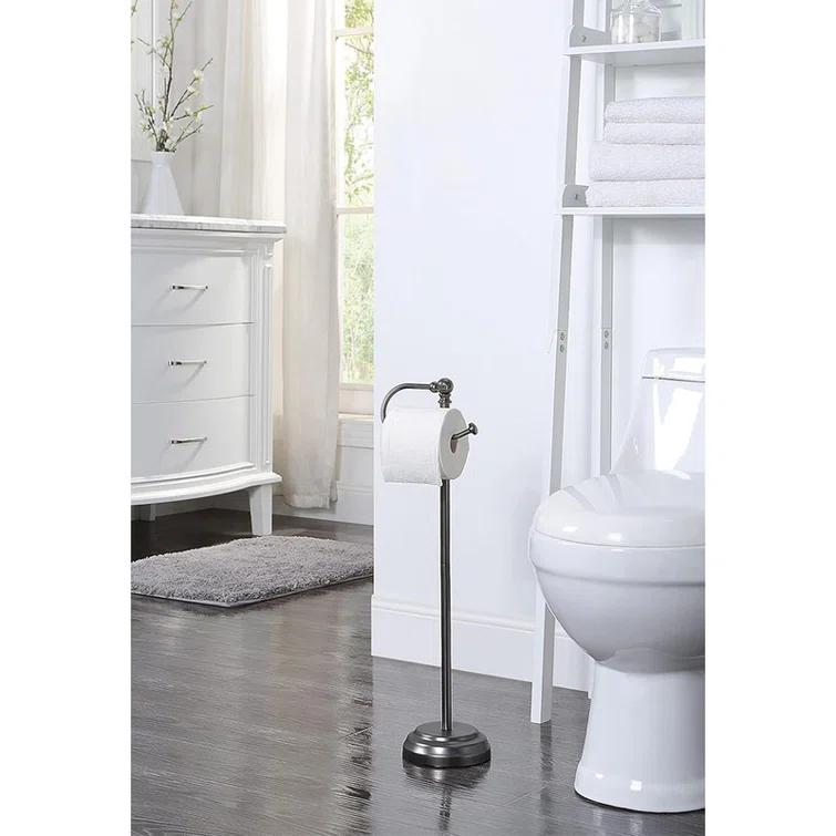 SunnyPoint Bathroom Free Standing Toilet Paper Roll Holder Stand WF-HLS-KD-02BN