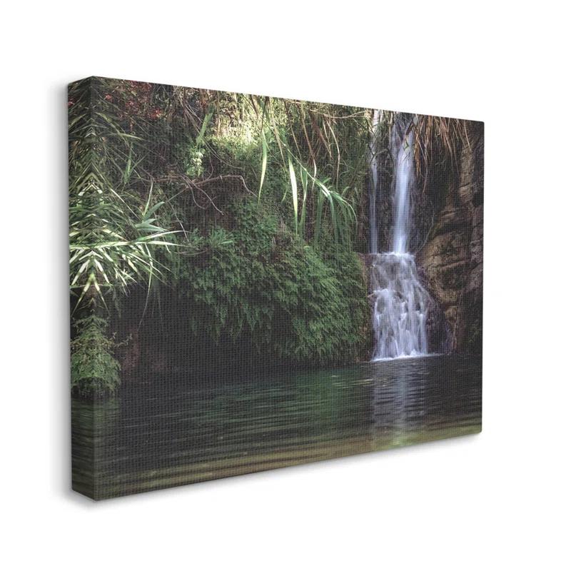 Stupell Industries " Tranquil Waterfall Rainforest Environment Nature Clearing " by Daphne Polselli
