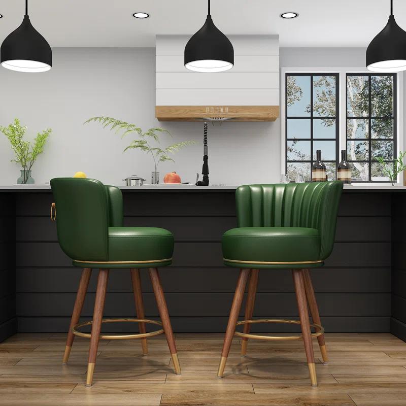 Everly Quinn Anneli Swivel 24'' Swivel Counter Height Bar Stools Counter Stools for Kitchen Island