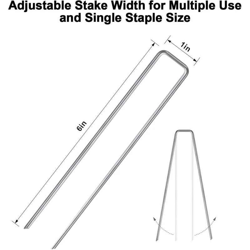 Amagabeli 200 Pack 6 Inch Galvanized Staple 11 Gauge Garden Stakes Sod Pins Anti-Rust for Weed Barrier Cover