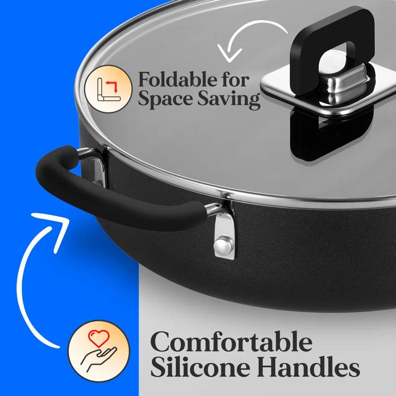 NutriChef 17 - Piece Non-Stick Aluminum Cookware Set
