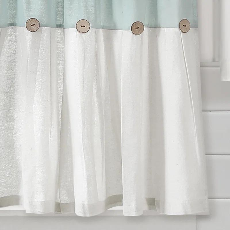 Lush Decor Linen Button Cotton Blend Tailored 29'' W Cafe Curtain (Set of 2)