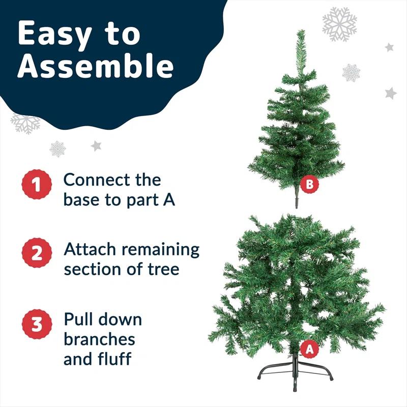 Premium 4Ft Christmas Tree W/ 320 Tips For Fullness - 4 FT Christmas Tree Small - Artificial Canadian Fir Full Bodied Small Christmas Tree 4Ft W/Metal Stand, Lightweight & Easy To Assemble
