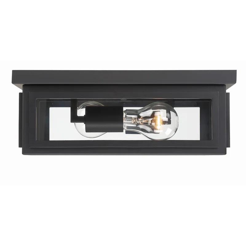 Crystorama Matte Black 2 - Bulb Outdoor Flush Mount