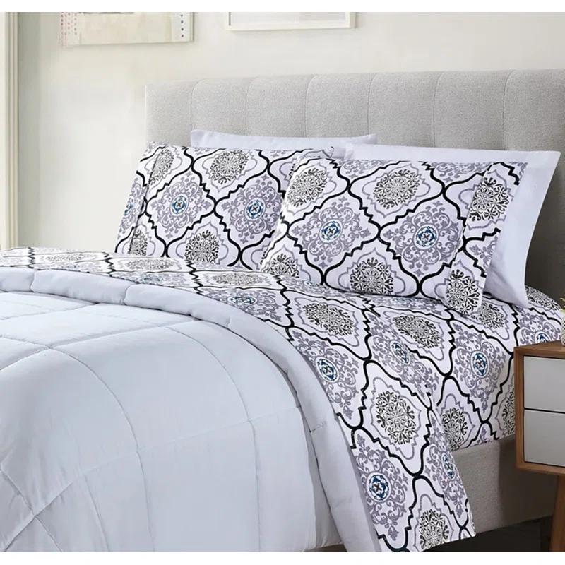 Bibb Home Egyptian Luxury 1800 Thread Count 4 pc Printed Sheet Sets