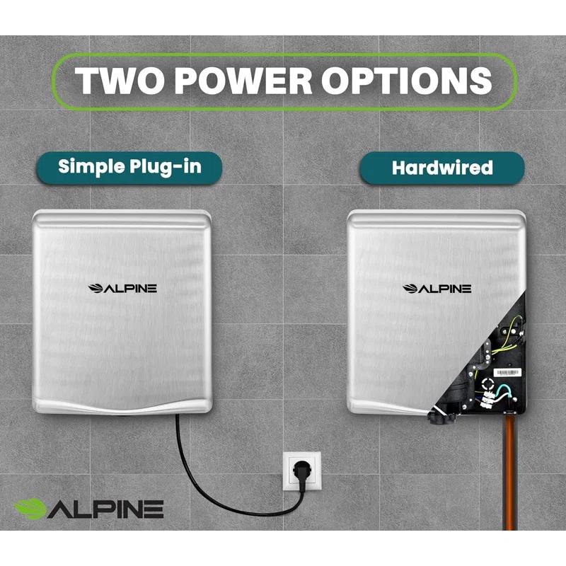 Alpine Industries Willow Commercial Stainless Steel High Speed Automatic Electric Hand Dryer with Wall Guard