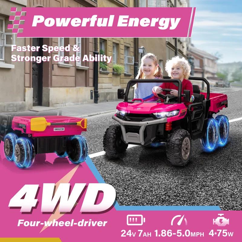 Himimi Delia Himimi 24 Voltage  Ride On Dump Truck, 2 Seater Kids UTV with Electric Dump Bed, Remote Control