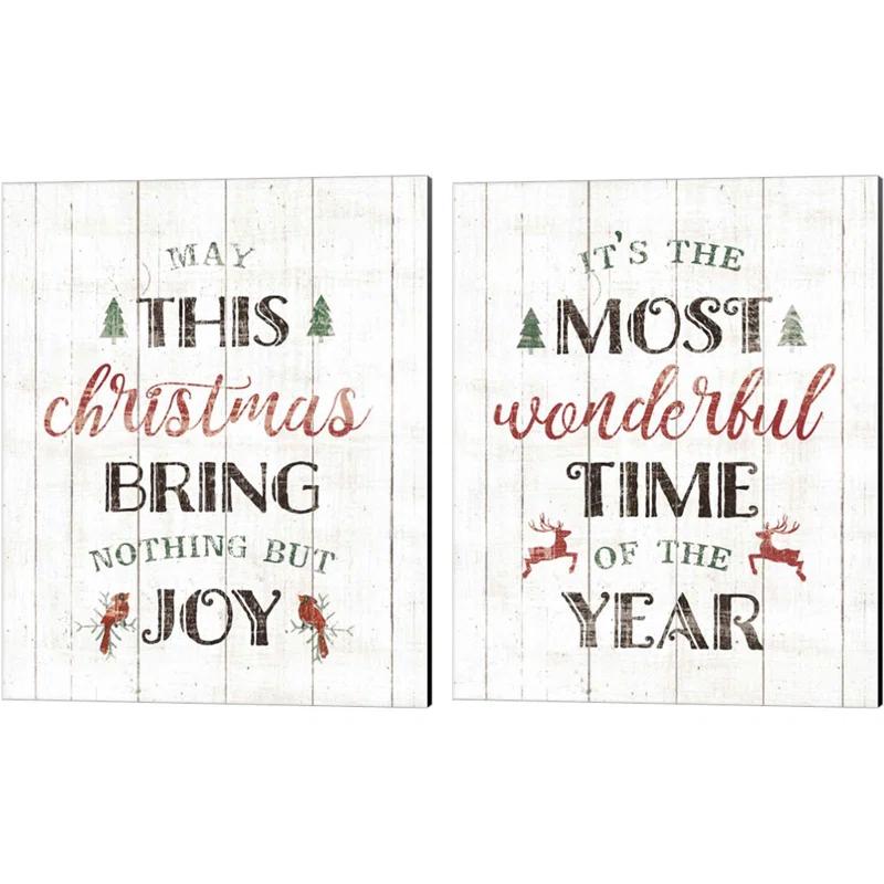 The Holiday Aisle® " Christmas Joy & Wonderful Time " by Wild Apple Portfolio 2 - Pieces (Set of 2)