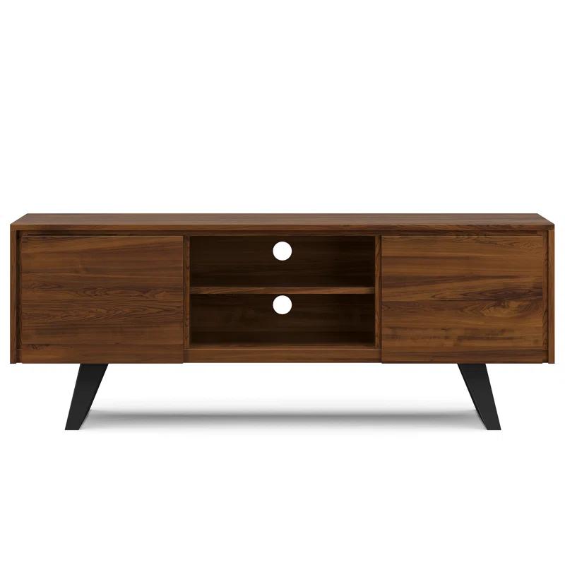 Simpli Home Lowry 63"W Solid Wood Modern Industrial TV Stand for TVs up to 70" with Storage