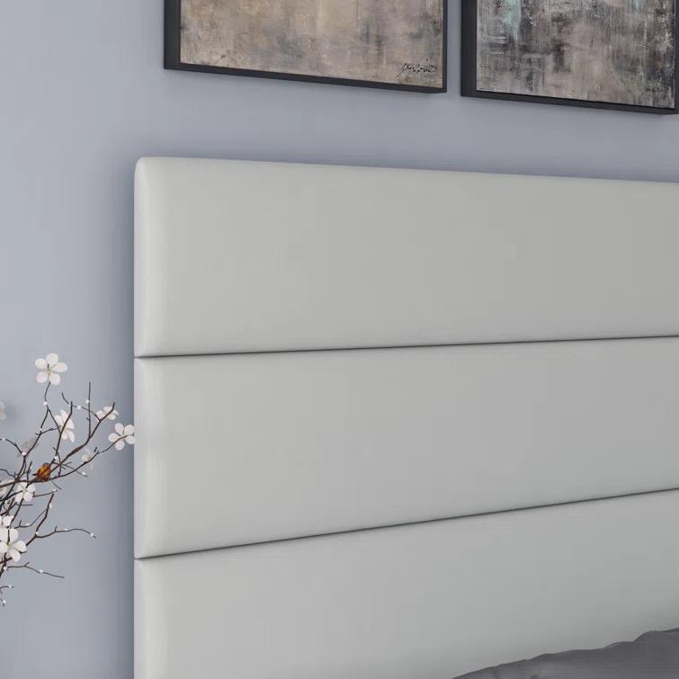 Boyd Sleep Boyd Sleep Piedmont Upholstered Platform Bed Frame Mattress Foundation with Tri-Panel, Adjustable Height Headboard and Strong Wood Slat Supports, Faux Leather